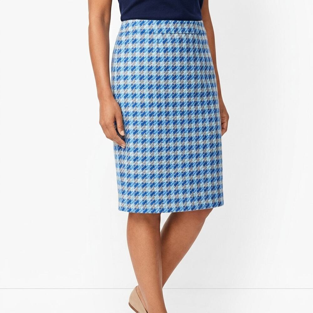 Talbots Petites Wool Blend Blue Pencil Knee Length Skirt Women Size 6P